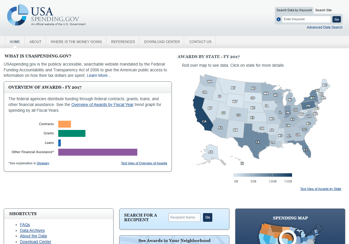 USASpending.gov interface mockup